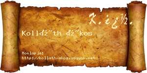 Kolláth Ákos névjegykártya